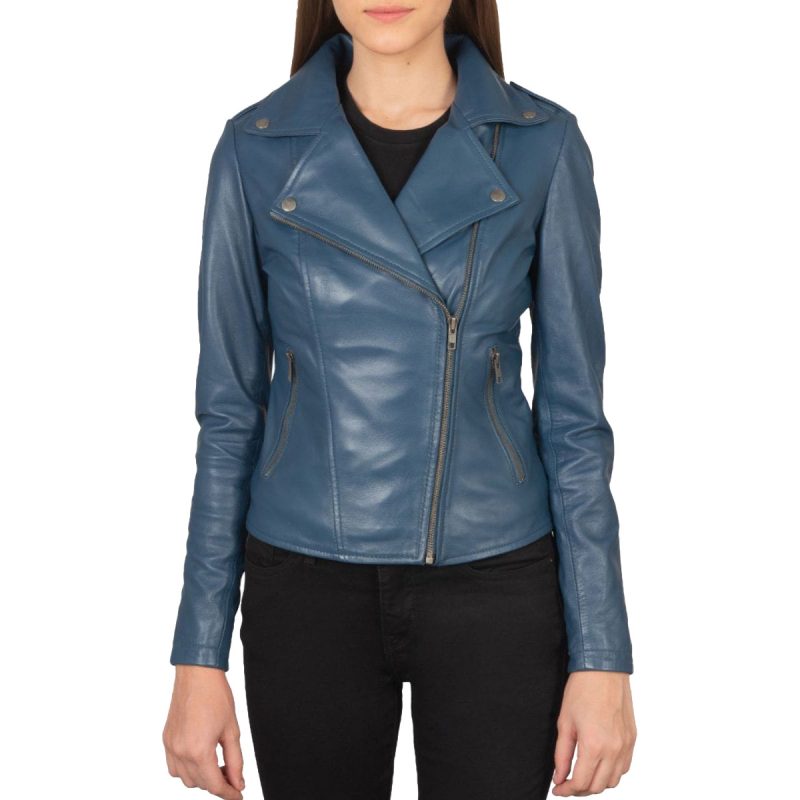 Ocean Odyssey Navy Biker Jacket