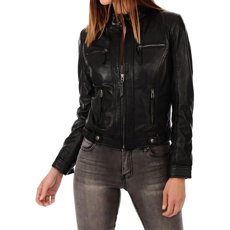 Sleek Silhouette Black Motorcycle Jacket