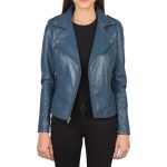 Ocean Odyssey Navy Biker Jacket