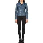 Ocean Odyssey Navy Biker Jacket