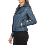 Ocean Odyssey Navy Biker Jacket