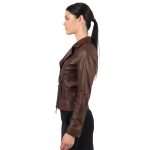 side The Amelia Brown Moto Jacket