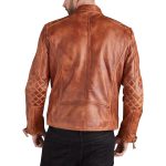 BACK Men's Cognac Leather Biker Jacket