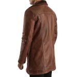 Men's Cinnamon Distressed Leather Fur Coat
