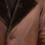 Men's Cinnamon Distressed Leather Fur Coat