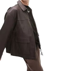 Men's Leather Brown Oversized Jacket