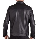 back Men's Leather Jacket in Black