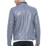 Men’s Grey Biker Leather Jacket