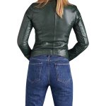 Green Vegan Leather Moto Jacket