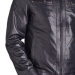 closeup-3 Skybolt Dark Blue Biker Jacket