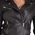 Women's Black Casual Leather Biker