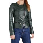Green Vegan Leather Moto Jacket