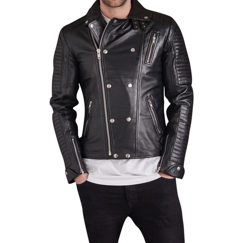 Men's Black Leather Motorcycle Jacket