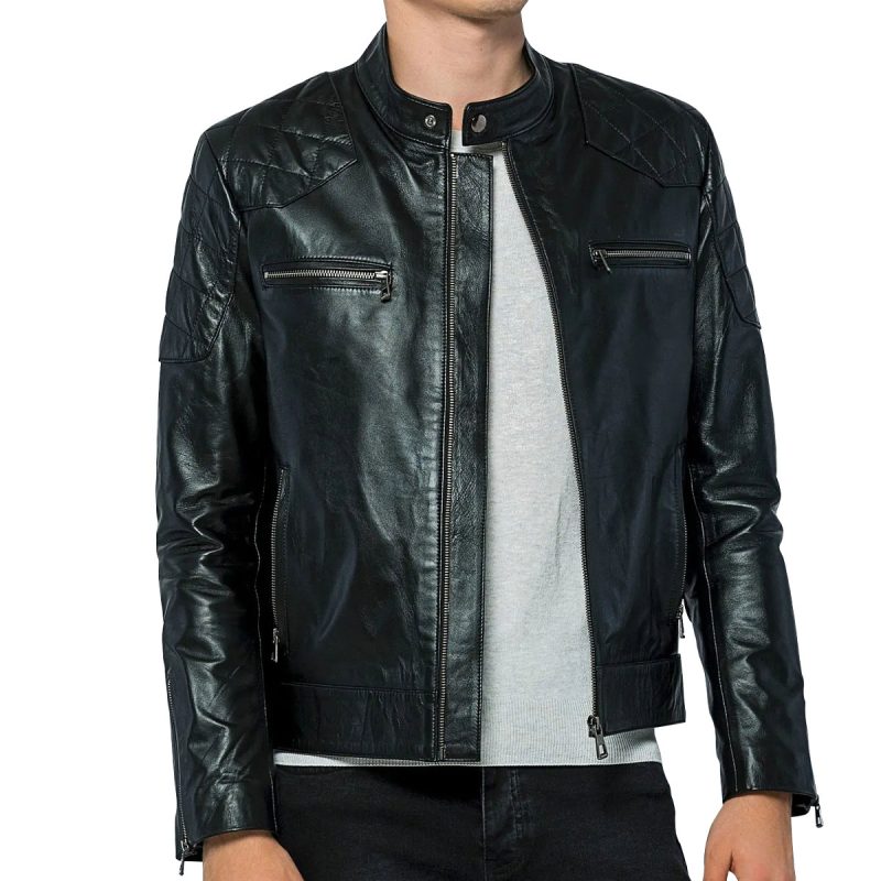 Men’s Black Zig Leather Jacket Men’s Black Zig Leather Jacket