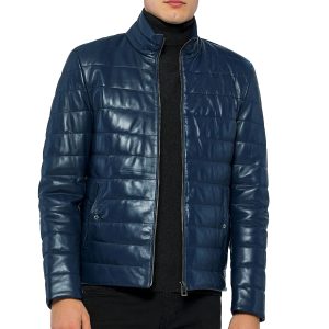 Men’s Dark Blue Leather Jacket