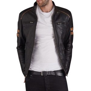 Men's Brown Leather Motorcycle Jacket