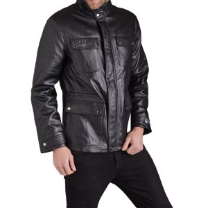Men's Black Leather Coat