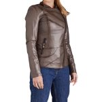 front-side Moonbeam Dark Grey Biker Jacket