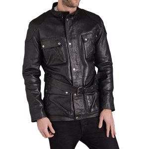Shadow Master Black Leather Coat