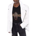 Women's White Oversized Leather Jacket