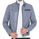 Men’s Grey Biker Leather Jacket