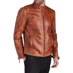 side-1 Men's Cognac Leather Biker Jacket
