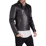 Men's Black Leather Motorcycle Jacket