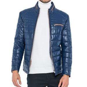 Stormy Skies Puffer Leather Jacket