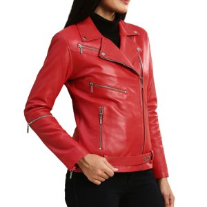 Women's Julieta Red Biker Jacket