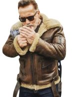 Brown Aviator Shearling Leather Jacket