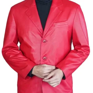 Men's Red Leather Blazer jacket